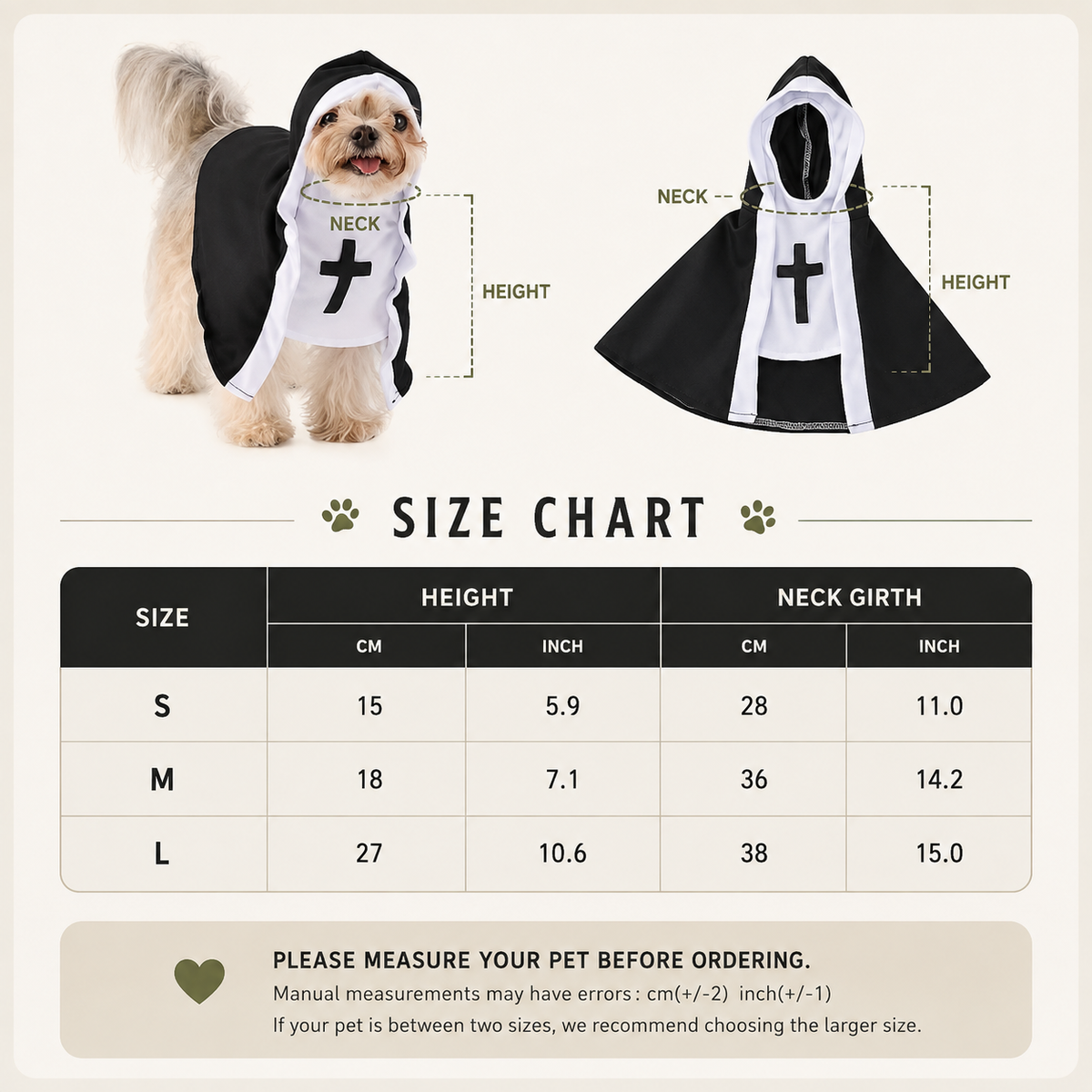 Nun Pet Costume
